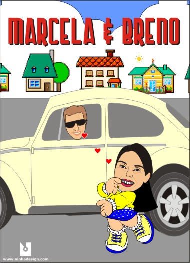 retrospectiva animada para o casamento de Marcela e Breno